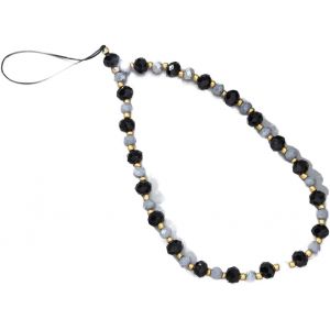 KAL-Cordon De T&eacute;l&eacute;phone Portable Boh&egrave;me Anti-Perte - Perles Color&eacute;es - Dragonne Universelle - Accessoire De D&eacute;coration Pour Femme - Noir - Neuf