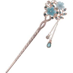 Cheveux Chinoise Pince Fleur A Cheveux Femme Chignon Cheveux Bleu - Neuf