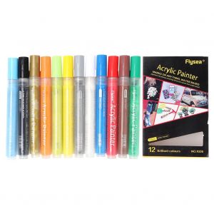 Marqueur de peinture acrylique multicolore inodore et resistant a la lumiere, 12 couleurs populaires - Neuf