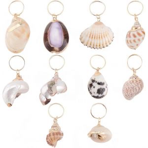 Kal-10 Styles Coquillage Dreadlock Anneaux Breloques Coloré Conque Tresses Cheveux Bijoux Ensemble Pour Femmes Cheveux Tresses Queue De Cheval Décor De Cheveux - Neuf