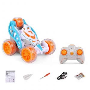 Remote Control Stunt Car Flip Over Drift Car Toy Model Tumbling Spin Car LED Rotating Car Toy Children Electronic Gift Orange-Orange - Neuf