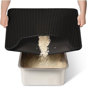 Shiliu-Tapis Litiere Chat,Double Couche Imperméable Tapis Chat,Design En Nid D'abeille,Facile À Nettoyer Tapis De Litière Pour Chat[ - Neuf