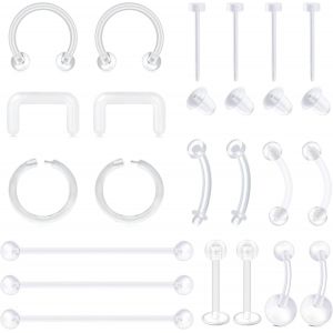 Nbgcm-Kit De Piercing Transparent En Bioflex Transparent Pour Nez, Lèvre, Septum, Oreille, Piercing De Nombril, Cartilage En Plastique Industriel - Neuf