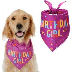 (Violet) Bandana Pour Chien Pour Anniversaire, Foulards Pour Chien Et Chat, Écharpe Triangulaire Réglable, Décoration Pour Animaux De Compagnie, Bavoir Pour Petits, Moyens Et Grands Chiens - Neuf