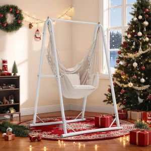 Ulteronixshop-Hamac Suspendu Avec Structure De 105 X 93 X 160 Cm, Structure En Acier Stable, Support Pour Hamac Avec Balan&ccedil;oire Suspendue, Charge Maximale De 150 Kg, Fauteuil &Agrave; Bascule Avec 2 Crochet - Neuf