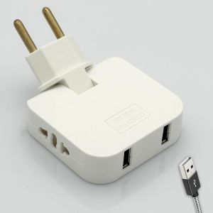 KALANKA-Prise Plate avec USB 4000 W avec 4 prises - 2 Ports de Charge USB et 2 Prises - Puissance Accrue et Design fin - Prise Voleur Plate Murale Extra-Plate - Tete Pivotante a 180&deg; - Couleur Blanc - Neuf