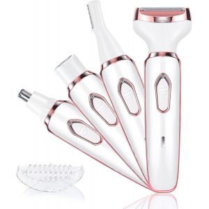 Kalanka-Rasoir Électrique Pour Femme, 4-En-1 Sans Fil Avec Technologie Wet & Dry Rasoir Indolore Rechargeable, Tondeuse, Rasoir Sans Fil, Épilateur, Pour La Visage, Bras, Jambes, Aisselles, Bikini - Neuf
