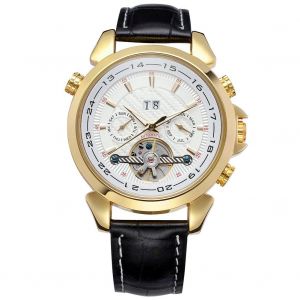Montre-Bracelet Mecanique Automatique Etanche Pour Homme Forsining (Cadran Blanc Et Boitier Dore) - Neuf