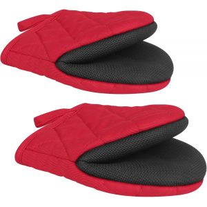 (Rouge) 1 Paire de Gants de Four Manches - 500°F Résistant à la Chaleur de Silicone Gants de Four, Mini-Four Mitaines avec Surface antidérapante et d'Accrochage de la Boucle pour la Cuisine, la Cuisson, la Cuisson - Neuf