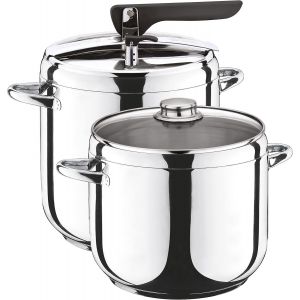 First - Lot De 2 Autocuiseurs En Acier Inoxydable Sans Nickel, Adapt&eacute; &Agrave; L'induction, Avec 4 Syst&egrave;mes De S&eacute;curit&eacute;, 5 + 7 L - Neuf