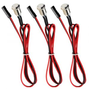 CFRY-3pcs Bouton Métal Hôte de Châssis, Câble de Bouton Poussoir Hôte d'Ordinateur Boîtier PC Bouton d'Alimentation ATX Alimentation On/Off pour Bouton d'Ordinateur DIY 60cm (12mm) - Neuf