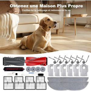 SUBZONAL-Lot de 30 accessoires pour aspirateur robot Roborock SAROS 10/G30 avec 2 brosses à rouleau, 6 brosses latérales, 4 filtres, 4 + 4 tampons de serpillère, 6 sacs à poussière, 1 brosse autonett - Neuf
