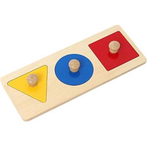 ChenQuanSarl-First Jumbo Knob Puzzle En Bois Pour Tout-Petits De 1 &Agrave; 3, Jeu De Trieur De Couleurs Et De Formes Montessori, Jouets D'Apprentis De La Pr&eacute;&eacute;coce (3 Pi&egrave;ces) - Neuf