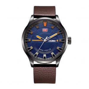 Mini Focus Hommes Mode Analogique Bracelet En Cuir &Eacute;tanche Montre Quartz Montre-Bracelet (Bleu + Marron) - Neuf