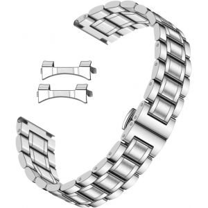 Kal-Bracelet De Montre En Métal Pour Homme - 18 Mm, 20 Mm, 22 Mm, 24 Mm - En Acier Inoxydable - Avec Extrémité Droite Et Incurvée - Bicolore - Neuf