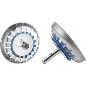 Crépine D'évier De Cuisine En Acier Inoxydable, Bouchon D'évier De Cuisine Universel, Panier De Crépine D'évier, 2 Pièces Polies, Diamètre 80 Mm - Neuf