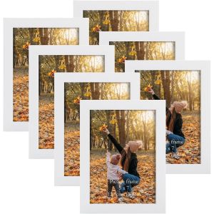 Cadre Photo 13x18 cm Lot de 7, Cadre Photo Mural Blanc et &agrave; Poser pour Chambre, Bureau, Salon et Gallerie - Neuf