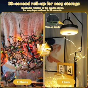 Guirlande Lumineuse Solaire De Camping,10m 100led Lampe Camping Solaire Exterieure,Ip44 Imperm&eacute;able 8 Modes,Portable Lampe De Camping Usb Rechargeable Pour Le Camping,La Randonn&eacute;e Pourcamping - Neuf