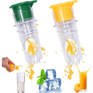 Lot De 2 Presse-Agrumes Individuels - Manuel Et Citron Vert - Tr&egrave;s Pratique - Presse-Agrumes Manuel - Convient Pour La Cuisine, Le Bar Et D'autres Sc&eacute;narios (Jaune Et Vert) - Neuf