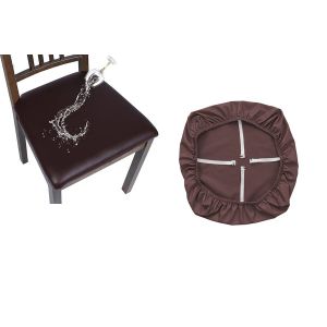 Housses de chaises de salle &agrave; manger imperm&eacute;ables en cuir PU, amovibles et lavables, pour coussins d'assise - Neuf