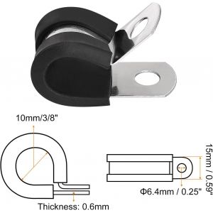 20pcs (10mm) Collier de Serrage 304 Inox Acier Caoutchouc Amorti Isol&eacute; Attache Grillage Rigide Sangle Clip Fixation Tube Tuyau - Neuf