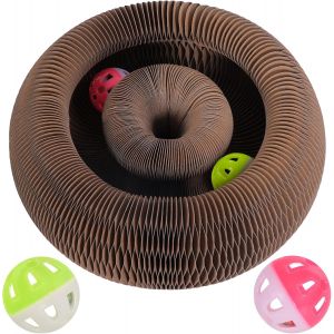 Kalanka-Griffoir Magique Pour Chat En Carton Ondul&eacute;, Jouet Interactif Organe Magique Pliable Avec 2 Balles &Agrave; Grelot, Planche &Agrave; Gratter Flexible Et Durable Pour Chats D'int&eacute;rieur, Protection Des Meubl - Neuf