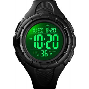 Eryi-Hommes Montre De Sport 50m Étanche Avec Alarme Chronomètre, Bracelet Montres Militaire De Sport Pour Hommes Avec Bande De Silicone Cadran Blanc - Neuf