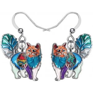 Kal-Boucles D'oreilles Chat &Eacute;maill&eacute; En Alliage De Zinc Bijoux Chat Mignon Pendants Cadeaux Pour Femmes Filles Amoureux Des Chats - Neuf