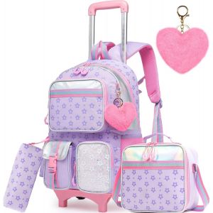 ChenQuanSarl-Sac À Dos À Roulettes Pour Filles Sac À Dos À Roulettes Mignon Sac À Dos De Transport Pour Élève De Primaire (Sans Boîte À Lunch Trousse À Crayons) - Neuf