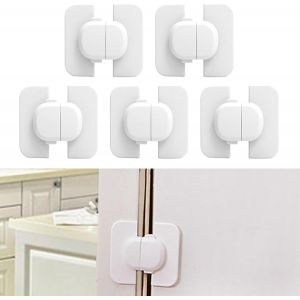 Yemaesre-5 Pièces Carré Bloc Porte Bloque Tiroir Securite Enfant, Auto Adhésif Securite Placard Enfant Protection Fenetre Enfant, Serrures Enfant Bebe Pour Armoire Frigo - Neuf