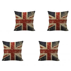 Ensemble De 4 Vintage Drapeau Britannique Union Jack Motif Taies D'oreiller 45 X 45 Cm (Style B) - Neuf
