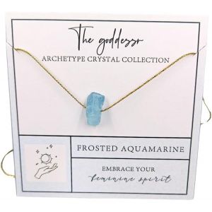 Kales-Collier Pendentif Aigue Marine,Plaqu&eacute; Or 18k,Pierre Naturelle Bleu - Neuf