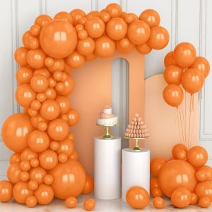 SJZG-106 Pcs Ballons Orange Ballons En Latex 5 10 12 18 Pouces Kit De Guirlande De Ballon Orange Avec Ruban Pour Femmes Gar&ccedil;ons Filles Anniversaire F&ecirc;te Halloween Pique-Nique Douche De Mari&eacute;e D&eacute;corat - Neuf