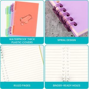 ASFASFq-Petit Cahier Spirale A5 Couleurs Assorties (Lot de 4) - Carnet de Note Spirale 60 Pages/120 Feuilles Lignées - Cahier de Note Spirale Épais 80 g/m² - Bureau et École - Neuf