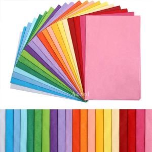 Lot De 100 Feuilles De Papier De Soie ,20 Couleurs ,50 X 35 Cm ,Multicolores ,Papier D'artisanat ,Papier D'emballage Transparent ,Papier Cadeau - Neuf