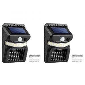 Lot de 2 lampes solaires &agrave; d&eacute;tecteur de mouvement et destructrices de moustiques, lampe murale ext&eacute;rieure UV anti-insectes - Neuf