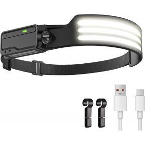 Led Lampe Frontale Avec D&eacute;tecteur De Mouvement, Usb Rechargeable Torche Frontale, Portable Batterie Lumiere Frontale 1200 Mah, Ipx4 &Eacute;tanche Pour Bricolage Camping P&ecirc;che, 1p - Neuf