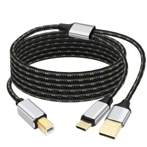 JGD-C&acirc;ble d'imprimante type C + USB A vers USB B MIDI 2 en 1 USB C/A m&acirc;le vers B m&acirc;le Y - C&acirc;ble d'extension pour imprimante, scanner, clavier MIDI - 1,5 m - Neuf