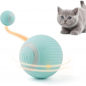 KAL-Jouet De Balle Interactif Pour Chat, Balle De Jouets Chat Avec Lumière Led Et Jouets Cataire Pour Chats D'Intérieur, Rotation Automatique À 360 Degrés Et Chargement Usb (Bleu) - Neuf