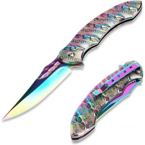 Couteau De Poche Avec Motif 3d,Couteau Pliant De Survie Pour Chasse,Camping,Randonnée Et Usage Domestique (Couleur Dégradée) - Neuf