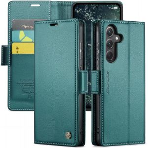 Maa-Coque Pour Samsung Galaxy A35 5g, Étui Housse En Rfid Protection Premium Pu Cuir Portefeuille Rabat Case Magnétique Stand Antichoc, Étui Case Pour Samsung Galaxy A35, Bleu Vert - Neuf