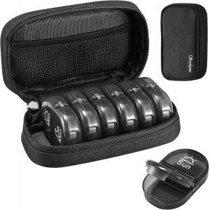 Pilulier Semainier Matin Et Soir Semainier Medicament Pilulier Journalier 7 Jours Avec Portable Fermeture Éclair Toile Étui À Pilules Voyage Pour Vitamines,Huiles De Poisson-Noir 01 - Neuf