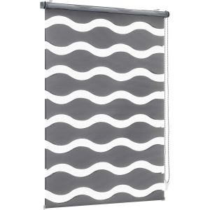 Store Double Ondul&eacute; Klemmfix Sans Per&ccedil;age Pour Fen&ecirc;tre - Store Double - 80 Cm De Large - Store Double - Protection Solaire - 80 X 210 Cm - Gris Fonc&eacute; - Neuf