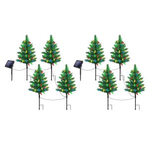 Lot De 8 Lampes Solaires &Agrave; Piquer Pour Jardin, Avec 80 Led Couleur Fraise, Pour D&eacute;coration De No&euml;l - Neuf