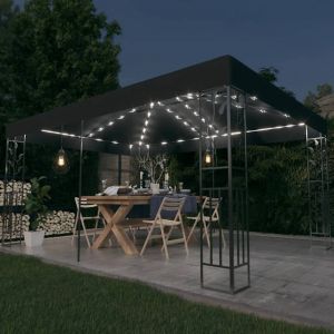 Prolenta Premium - Tonnelle Avec Double Toit Et Lumi&egrave;res Led 3x4 M Anthracite - Neuf