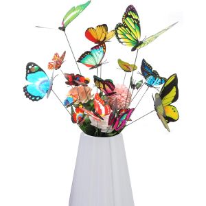 Mevronisshop-Lot De 10 Papillons D&eacute;coratifs Multicolores Sur B&acirc;tons, Imperm&eacute;ables, Pour Ext&eacute;rieur - Neuf