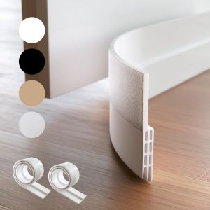 Bas de Porte Joint de Porte Stop-Courant d'air pour Portes Blanc 2 pièces en Silicone Autocollant-Garde la Chaleur dans la pièce et arrête Les Courants d'air sous la Porte - Neuf