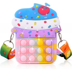 ERYI-Pop Sac À Bandoulière Fille, 2 En 1 Glace Sac Pop Fidget Toy, Push Bubble Jouets Petit Sac À Main En Silicone, Longueur De Bandoulière Réglable, Cadeaux Pour Filles Enfant - Neuf