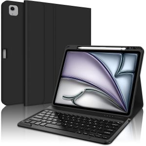 Coque Clavier Pour Ipad Air 13"" (M3) 2025, Azerty Français - Étui Ipad Air 13 Pouces Avec Fente Pour Stylo, Clavier Détachable Sans Fil Bluetooth, Noir - Neuf