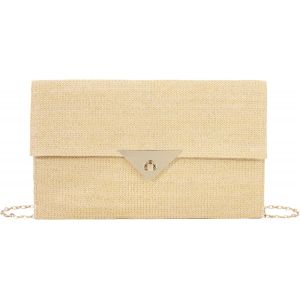 RFCBC-Pochette en Paille pour Femmes Boho Clutch en Raphia Tressé avec Chaîne été Sac Bandoulière Tissé pour Mariage Fête Plage(Couleur Naturelle) - Neuf